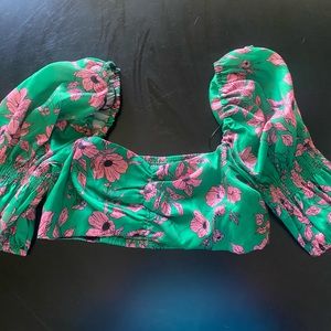 Zara floral cropped blouse